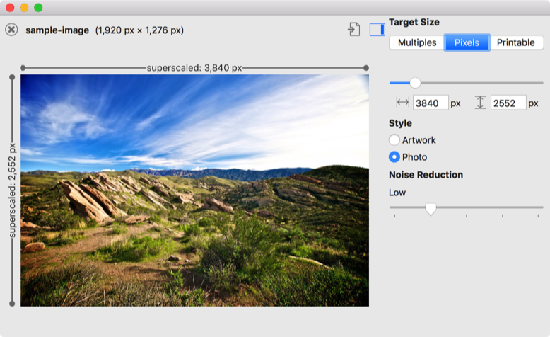 BiggerPicture main application - pixels resizing mode